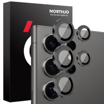 Захисне скло NORTHJO Glitter Camera Lens Protector Tempered Glass Metal Ring для Samsung Galaxy S25 Ultra 5G - чорне