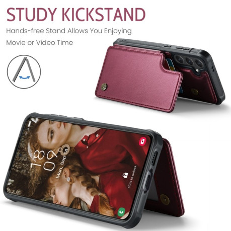 Чехол CaseMe C22 Card Slots Holder RFID Anti-theft для Samsung Galaxy S24 FE 5G - красный