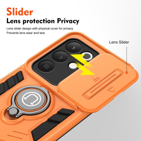 Протиударний чохол Sliding Camshield Ring Holder на Realme C85 5G / 15x 5G India — оранжевий