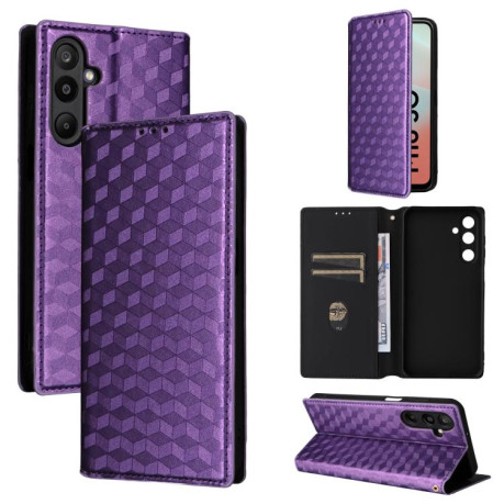 Чехол-книжка Cubic Grid Texture Flip Leather для на Samsung Galaxy M16 5G / F16 5G - фиолетовый