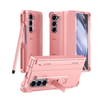 Противоударный чехол Diamond Case-film Integral Hinge Shockproof для Samsung Galaxy  Fold 6 5G - розовый