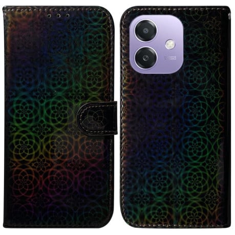 Чехол-книжка с цветной обложкой и магнитной застежкой Colorful Magnetic Buckle на OPPO A5x 5G / A3 4G / 5G / A3x 4G / 5G - черный