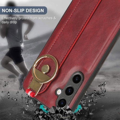 Противоударный чехол Wristband Leather Back для Samsung Galaxy S23 FE 5G - красный