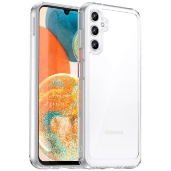Противоударный чехол  Colorful Acrylic Series с цветной силиконовой боковиной на Samsung Galaxy A14 5G - прозрачный