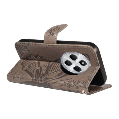 Чохол-книжка Swallowtail Butterfly Embossed Leather для Xiaomi Redmi 14C 4G/Poco C75/Redmi A4 5G - сірий