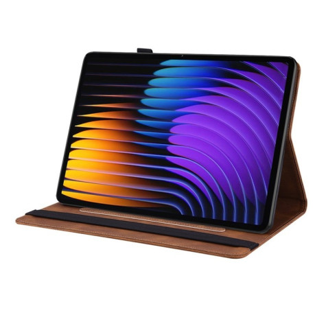 Чехол-книжка Butterfly Flower Embossed Leather на Xiaomi Pad 7 / Pad 7 Pro - коричневый