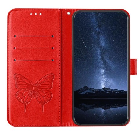 Чехол-книжка Embossed Butterfly для Realme GT7 Pro 5G - красный