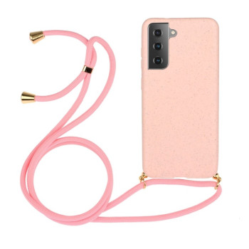 Противоударный чехол Wheat Straw Material на Samsung Galaxy S21 - розовый