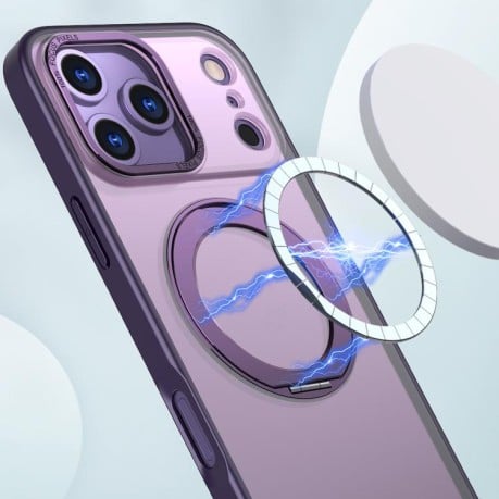 Чехол kalebol с MagSafe и подставкой 360 Metal Ring Holder на iPhone 17 Pro - фиолетовый