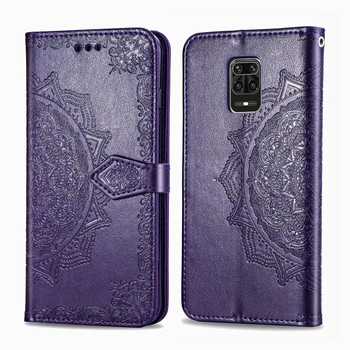 Чехол-книжка Mandala Embossing на Xiaomi Redmi Note 9S - фиолетовый