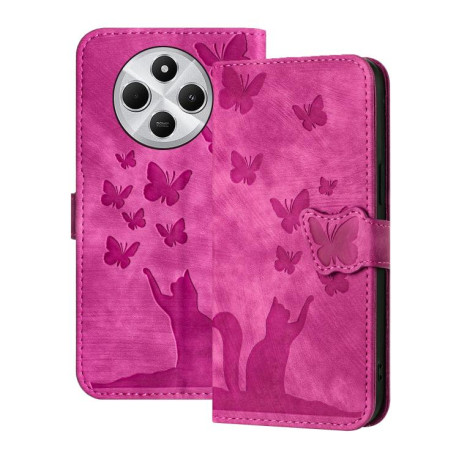 Чохол-книжка Cat Embossing Pattern на Xiaomi Redmi A4 5G - рожевий