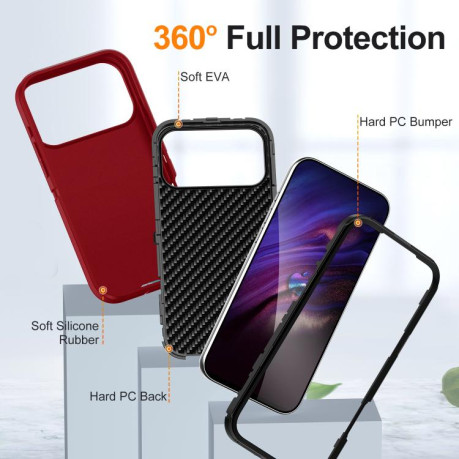 Двосторонний противоударный чехол Life Waterproof Rugged для iPhone 17 Pro Max - красный