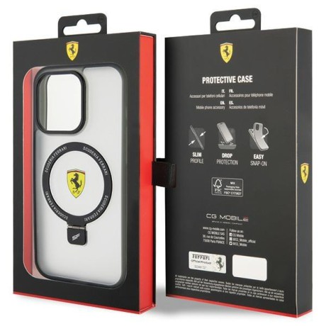 Оригінальний чохол Ferrari Ring Stand 2023 Collection MagSafe для iPhone 15 Pro - Black (FEHMP15LUSCAH)