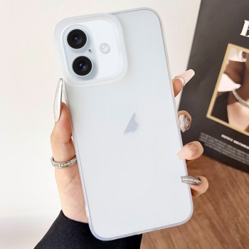 Противоударный чехол Frosted Translucent TPU Full Coverage для iPhone 16 Plus - белый