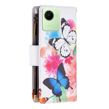 Чехол-кошелек Colored Drawing Pattern Zipper для Realme C30 - Two Butterflies