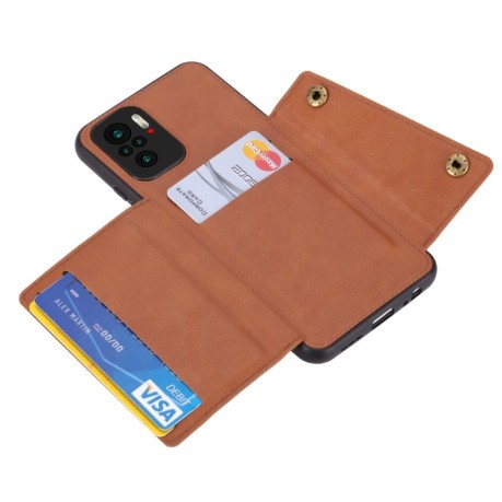 Противоударный чехол Magnetic with Card Slots на Xiaomi Redmi Note 10/10s/Poco M5s - коричневый