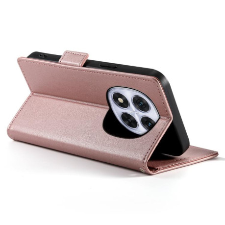 Чехол-книжка Side Buckle Magnetic Frosted Leather для Xiaomi Redmi Note 14 Pro 4G - розовое золото