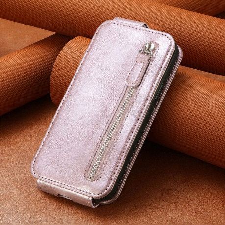 Флип-чехол Zipper Wallet Vertical для Samsung Galaxy S23 Ultra 5G - розовое золото