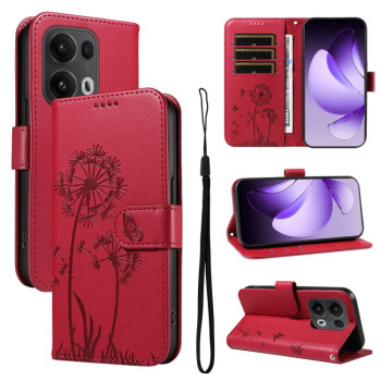 Чехол-книжка Dandelion Embossed Pattern Flip Leather для OPPO Reno13 Pro Global - красный