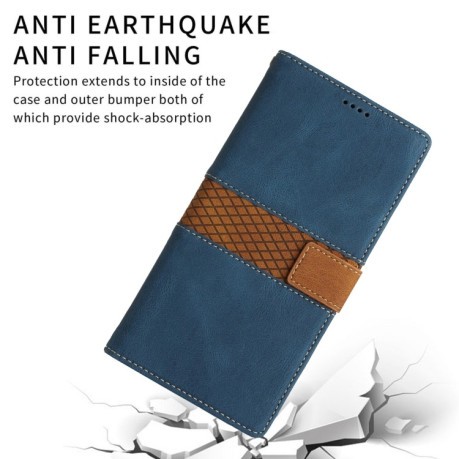Чохол-книжка Grid Stitching Leather Phone Case with Lanyard для iPhone 16e - синій