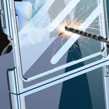 Противоударный чехол GKK Electroplating + Glass для Samsung Galaxy  Flip 6 - прозрачный