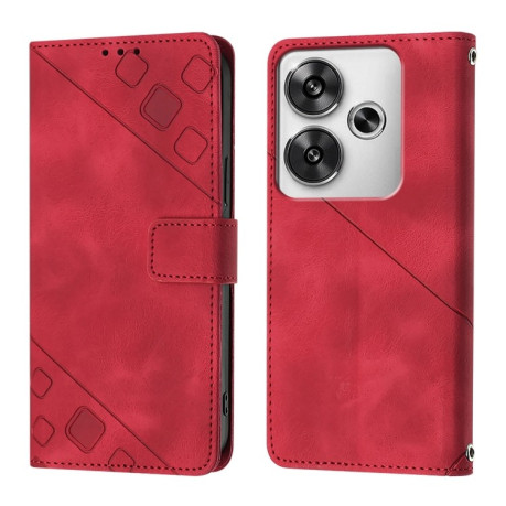 Чехол-книжка Skin-feel Embossed для Xiaomi Poco F6 5G - красный
