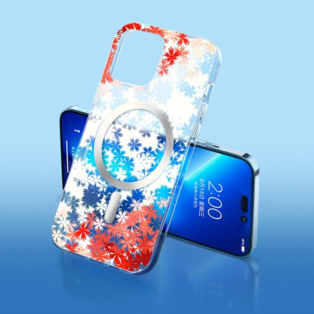 Противоударный чехол Flower Frosted MagSafe для iPhone 14 Pro - Maple Leaves