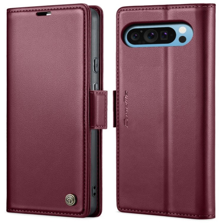 Чохол-книжка CaseMe 023 Butterfly Buckle Litchi Texture RFID Anti-theft Leather для Google Pixel 9 Pro XL - винно-червоний