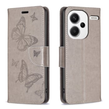 Чехол-книжка Butterflies Pattern на Xiaomi Redmi Note 13 Pro+ - серый