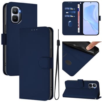 Чехол-книжка с мягким покрытием (Skin Feel) со шнурком на Infinix GT 50 Pro 5G — тёмно-синий