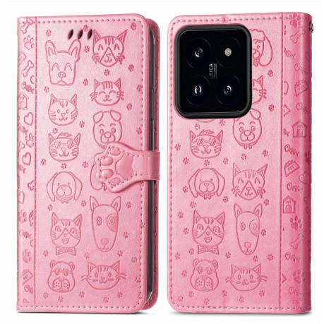 Чохол-книжка Cat and Dog для Xiaomi 14 Pro - рожевий