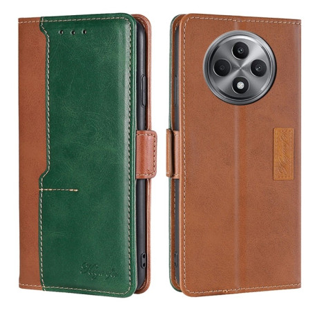 Чохол-книжка Contrast Color для OPPO Reno12 F/12 FS 5G - Light Brown + Green
