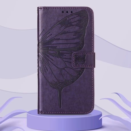 Чехол-книжка Embossed Butterfly для Realme 9 Pro Plus - фиолетовый