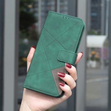 Чохол-книжка з фактурою Rhombus та магнітним хлястиком на Infinix Hot 60 Pro+ 4G - зелений