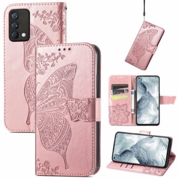 Чохол-книжка Butterfly Love Flower Embossed на Realme GT Master - рожеве золото