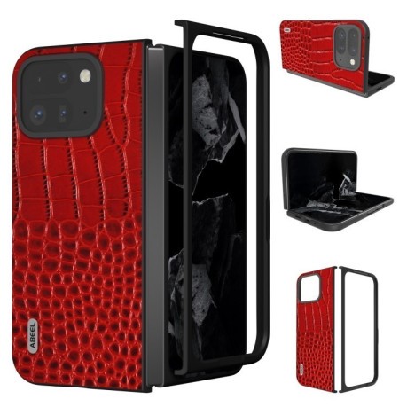 Протиударний чохол ABEEL Crocodile Texture Genuine Leather для Google Pixel 9 Pro Fold - червоний