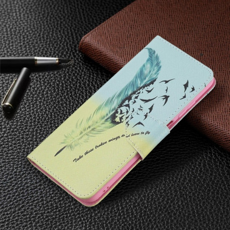 Чехол-кошелек Colored Drawing Pattern для Samsung Galaxy A03s - Feather