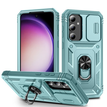 Чохол із шторкою на камеру Sliding Camshield та підставкою на Samsung Galaxy S23 FE 5G - зелений