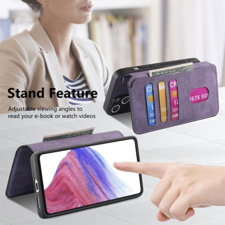 Чехол-книжка CaseNeo MagSafe RFID Anti-theft Retro Leather для OPPO Reno13 - фиолетовый