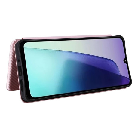 Чохол-книжка Carbon Fiber Texture на Xiaomi Redmi 14C 4G/Poco C75/Redmi A4 5G - рожевий