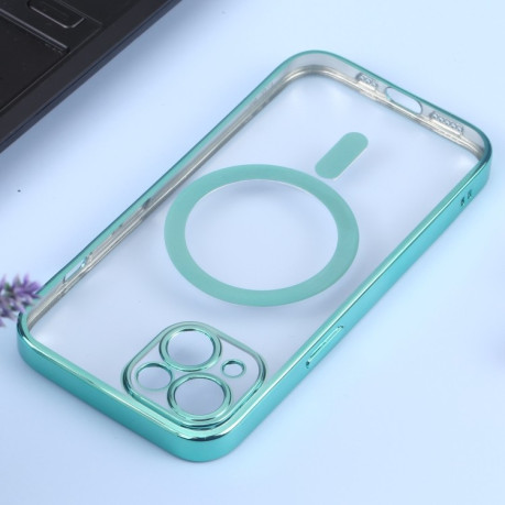 Противоударный чехол MagSafe Electroplating Straight для iPhone 14 Plus - зеленый