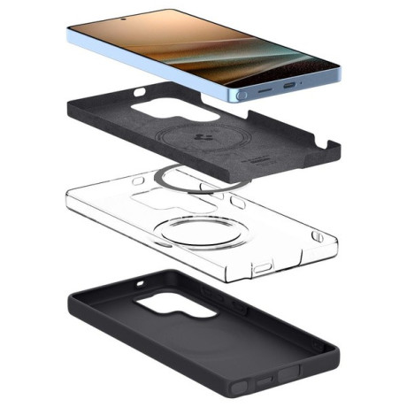 Оригинальный чехол Spigen Silicone Fit Mag MagSafe для Samsung Galaxy S25 Ultra - Black