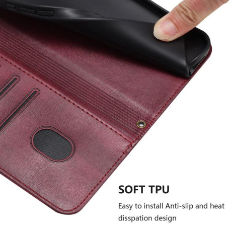 Чехол-книжка Line Splicing эко-кожа Ретро для Realme C71 4G India / Note 70 4G — бордовый