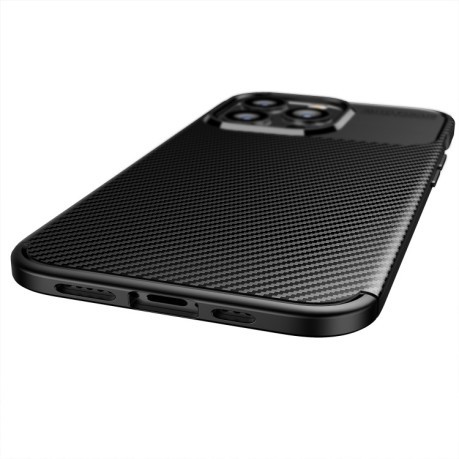 Ударозахисний чохол HMC Carbon Fiber Texture на iPhone 13 Pro Max - коричневий