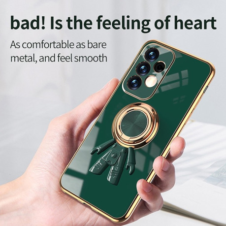 Протиударний чохол 6D Plating Astronaut Ring Kickstand для Samsung Galaxy A73 - зелений