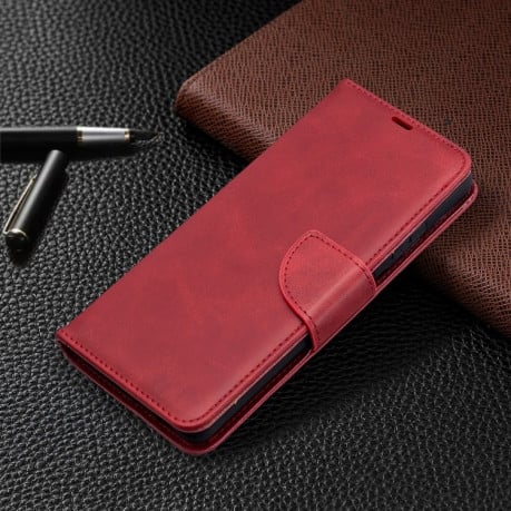 Чехол-книжка Retro Lambskin Texture на Samsung Galaxy S21 Ultra - красный