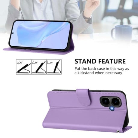 Чехол-книжка с мягким покрытием (Skin Feel) со шнурком на Infinix Smart 10 4G - фиолетовый