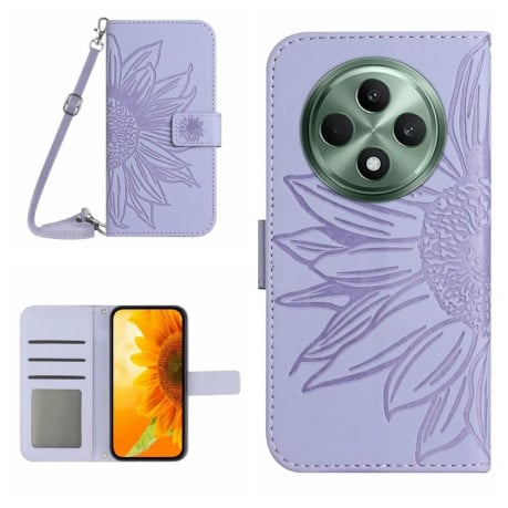 Чехол-книжка Skin Feel Sun Flower для OPPO Reno12 F/12 FS 5G Global - фиолетовый