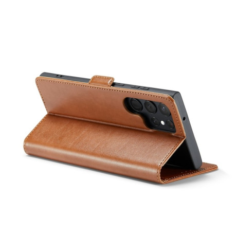 Кожаный чехол-книжка Fierre Shann Genuine leather для Samsung Galaxy S24 Ultra - коричневый
