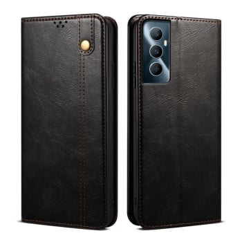 Чохол-книжка Simple з еко-шкіри Crazy Horse з воском на Realme C65 4G - чорний